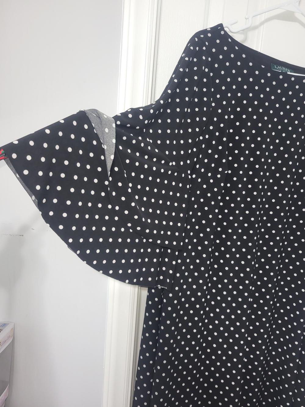 Lauren by Ralph Lauren Black Jersey Polka Dot A-Line Dress - Picture 6 of 10